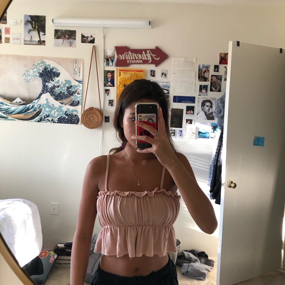 Dusty Pink Ruffled Tank Top